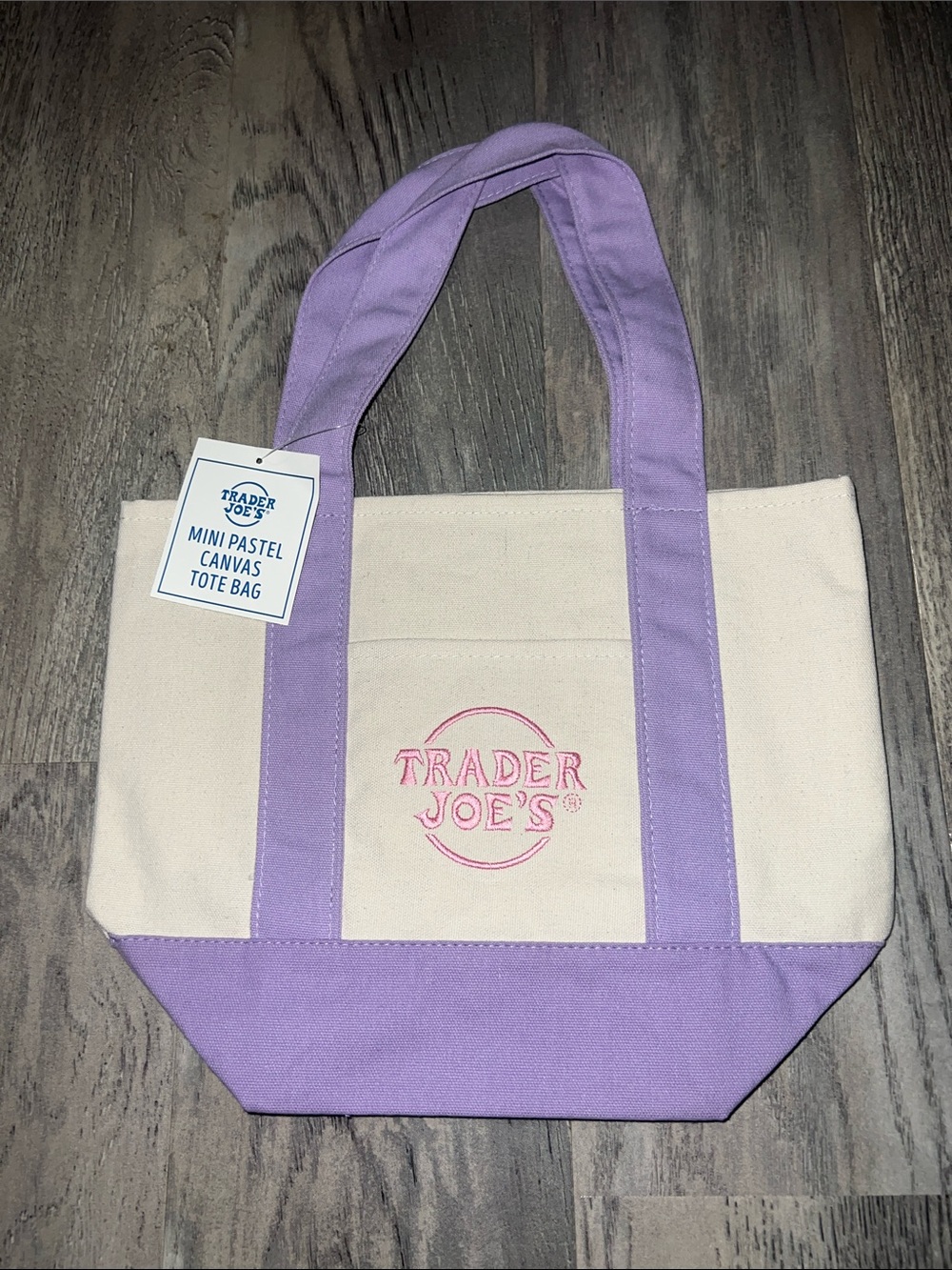 Mini Pastel Canvas Tote Bag - Lavender Trim